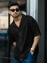 Seersucker Black Half Sleeve Shirt (1).webp