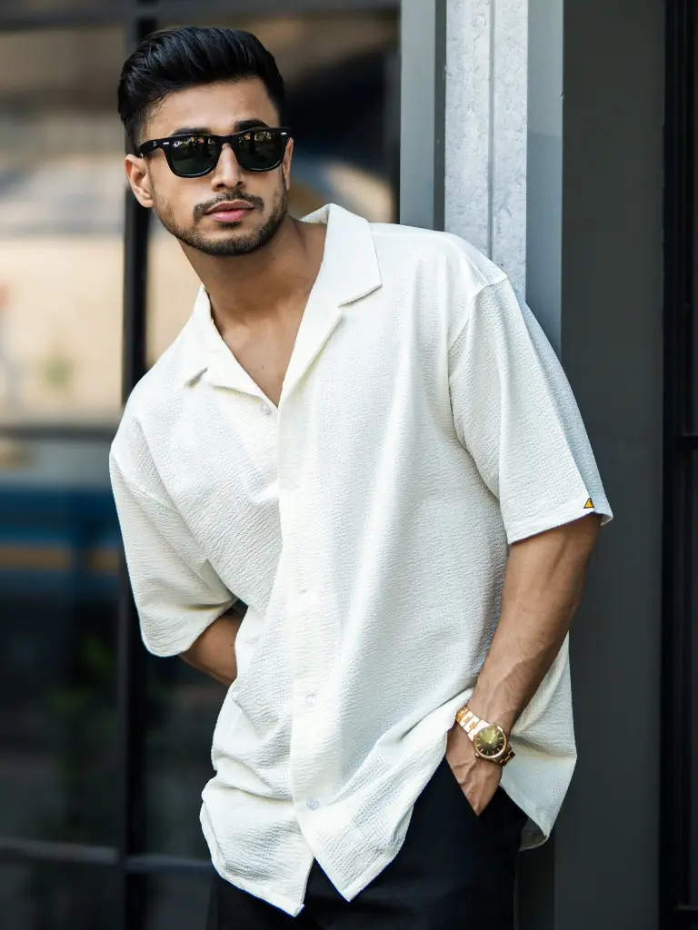 Seersucker Off White Half Sleeve Shirt (1).webp
