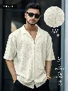 Seersucker Beige Half Sleeve Shirt.webp