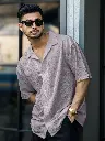 Seersucker Light Grey Half Sleeve Shirt.webp