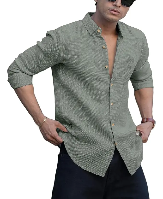 NexaFlair Men Linen Shirt Grey.webp