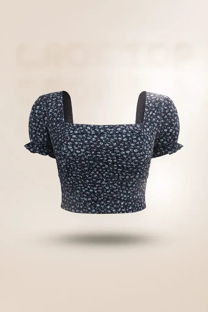 crop top with square neckline ruched design