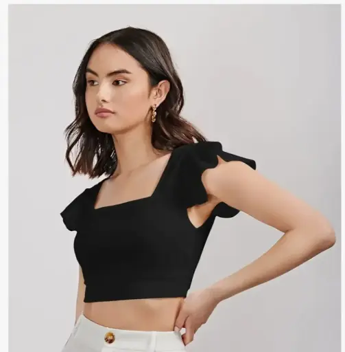 BLACK 100% COTTON CROP TOP