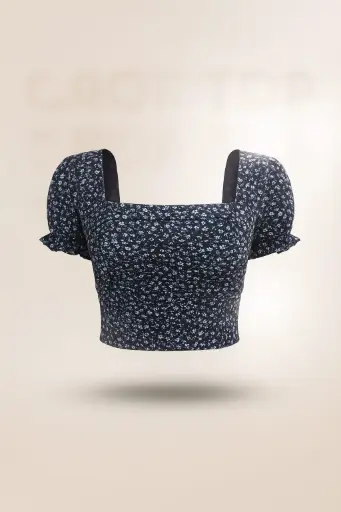 crop top with square neckline ruched design