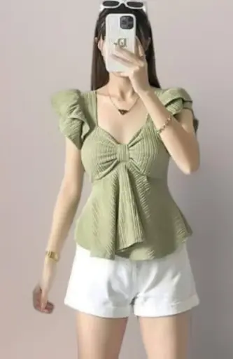 FLUTTER SLEEVE PEPLUM TOP,SWEETHEART NECKLINE