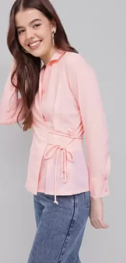 SIDE TIE-UP WRAP SHIRT STYLE TOP