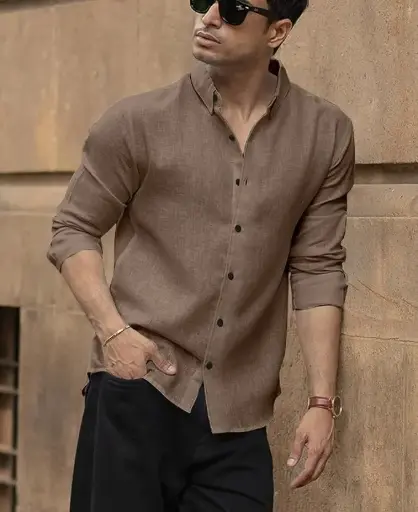 Men's Solid Linen Cotton Shirt | Casual | Plain | Full Sleeve | Summer-Regular Fit| Men Stylish Shirt | Everyday Formal Wear